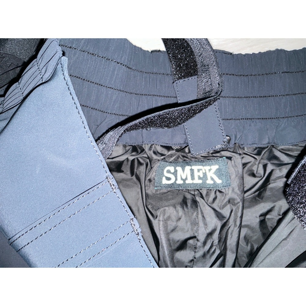 SMFK Ski Snowboard Pants Bib Overalls Black Cargo Adjustable Straps Logo S‎ NWOT - Picture 7 of 8